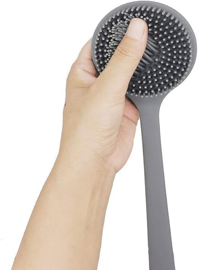 ZENOP Silicone Body Double Sided Long Handle Anti-slip Shower Bath Brush - Deep Cleansing, Massaging - Sensitive Skin - Multicolour - Image 2
