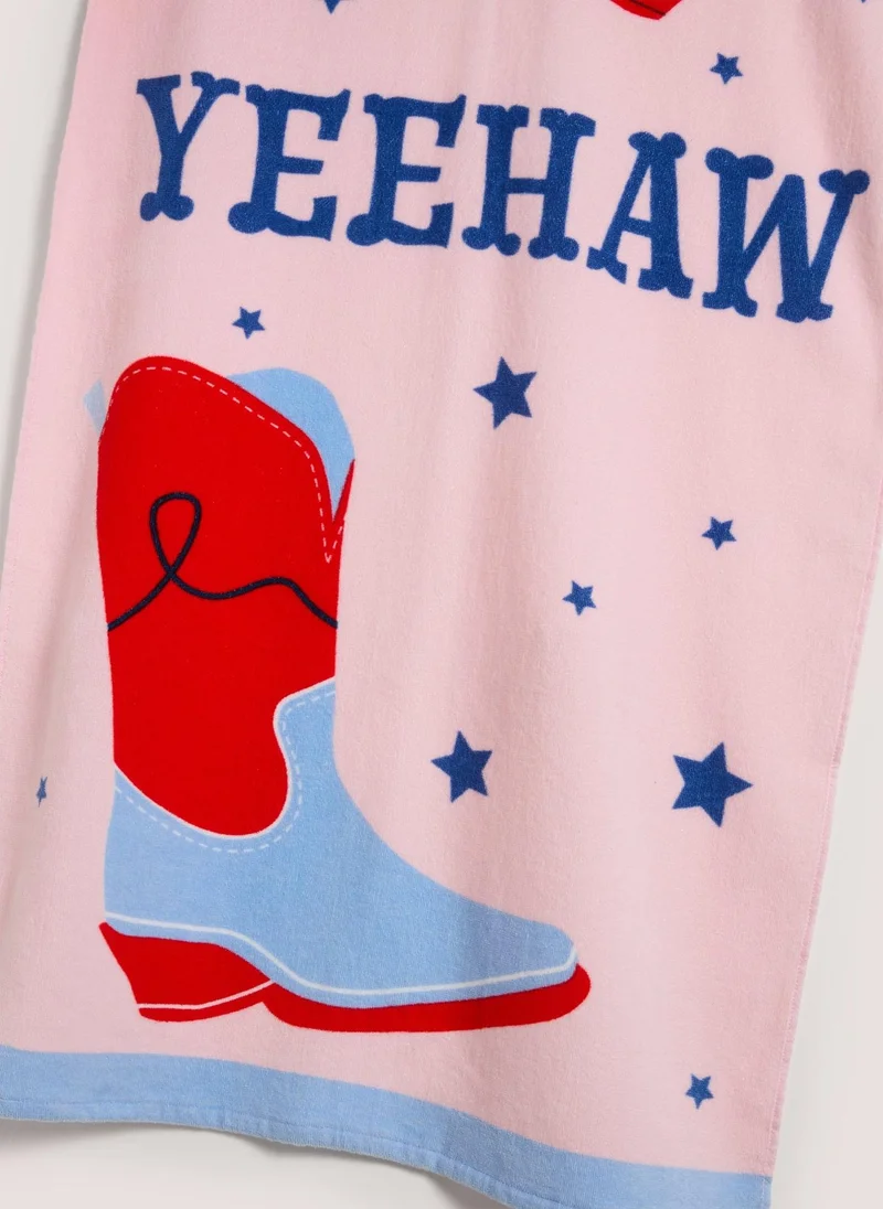 Matalan Cowboy Boot Beach Towel Pink