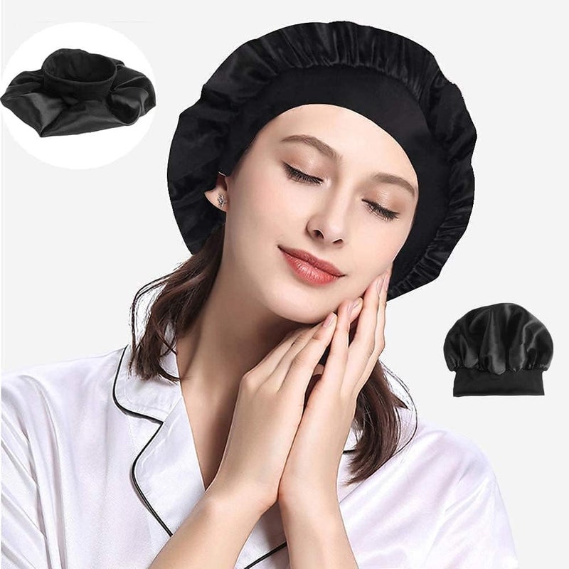 الكيان غطاء شعر حريري للنوم، بونيه حريري للنوم، قطعة واحدة من قبعة النوم الليلية للنساء والفتيات، غطاء رأس للنوم للعناية بالشعر، قبعة شعر مرنة للشعر الأسود والشعر المجعد - Image 5