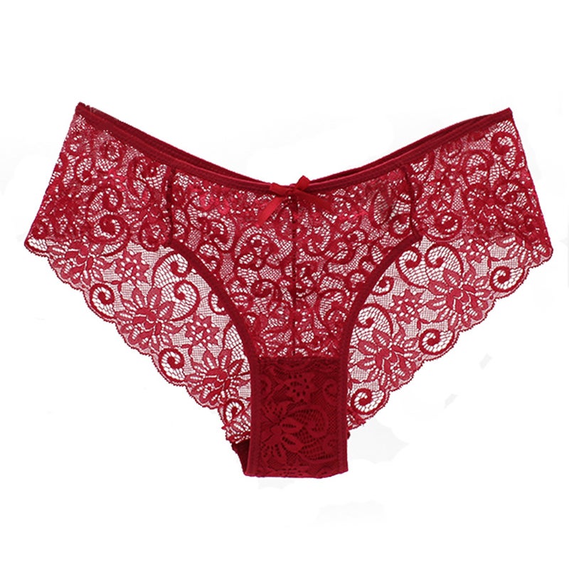 Plus Size Lace Panties Low Waist Thong White