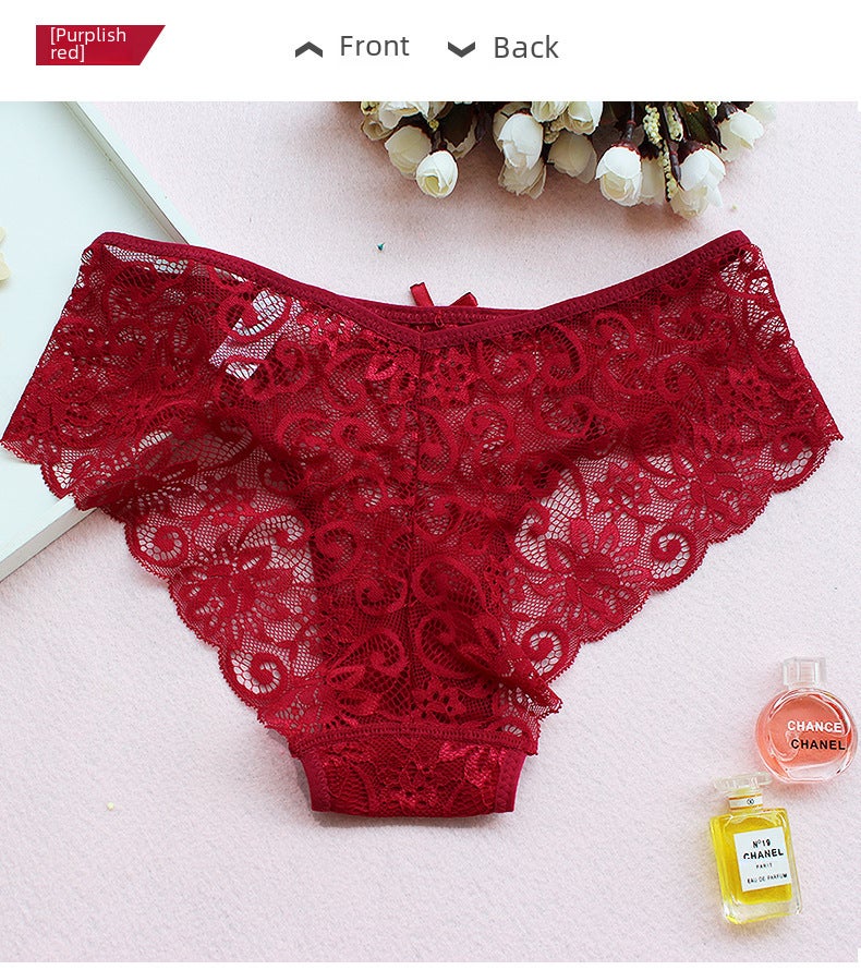 Plus Size Lace Panties Low Waist Thong White