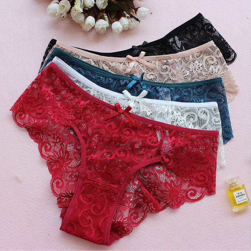 Plus Size Lace Panties Low Waist Thong White