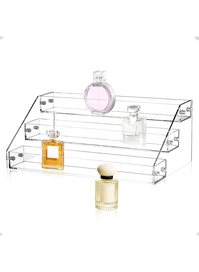 بوليفياز حامل عرض من الأكريليك مكون من 3 طبقات، منظم عطور شفاف، رفوف عمودية من الأكريليك، منظم توابل لخزانة سطح العمل، مخزن، تنظيم المطبخ والتخزين - Image 1