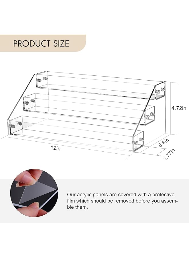 بوليفياز حامل عرض من الأكريليك مكون من 3 طبقات، منظم عطور شفاف، رفوف عمودية من الأكريليك، منظم توابل لخزانة سطح العمل، مخزن، تنظيم المطبخ والتخزين - Image 4