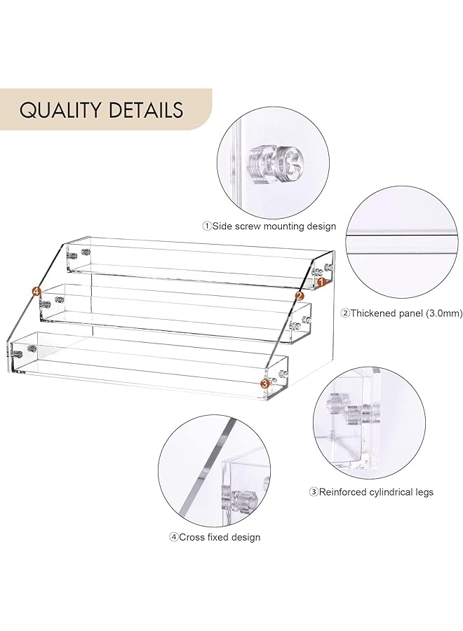 بوليفياز حامل عرض من الأكريليك مكون من 3 طبقات، منظم عطور شفاف، رفوف عمودية من الأكريليك، منظم توابل لخزانة سطح العمل، مخزن، تنظيم المطبخ والتخزين - Image 3