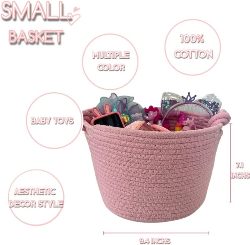 Bellar Small Rope BasketShelf Storage Baskets for OrganizingCute Pink Storage BasketRound Decorative Box for KidsWoven Rope Storage Snack Storage Area Decorative Boxes Aesthetic 9471 - Image 3