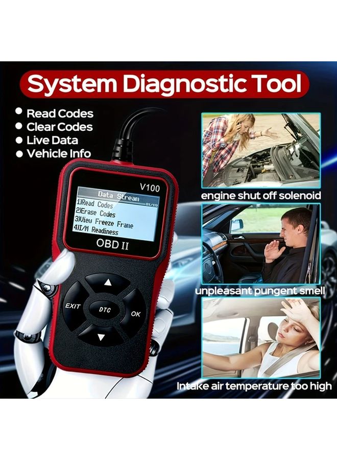 ماسح OBD2 أسود وأحمر بشاشة LCD قارئ الرموز لجميع السيارات من عام 1996 - Image 5