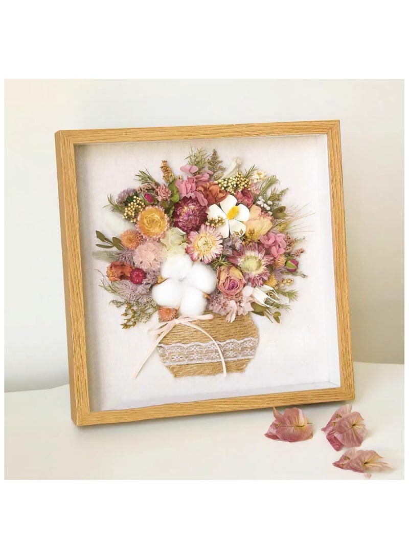 NANAO إطار عرض صندوق الظل 2 قطعة، إطار صورة صندوق الظل 8x8 بوصة، إطار صورة ثلاثي الأبعاد أعمق 3 سم، للميداليات، الحرف اليدوية، تذكار الزفاف (لون الخشب 8x8 بوصة) - Image 3