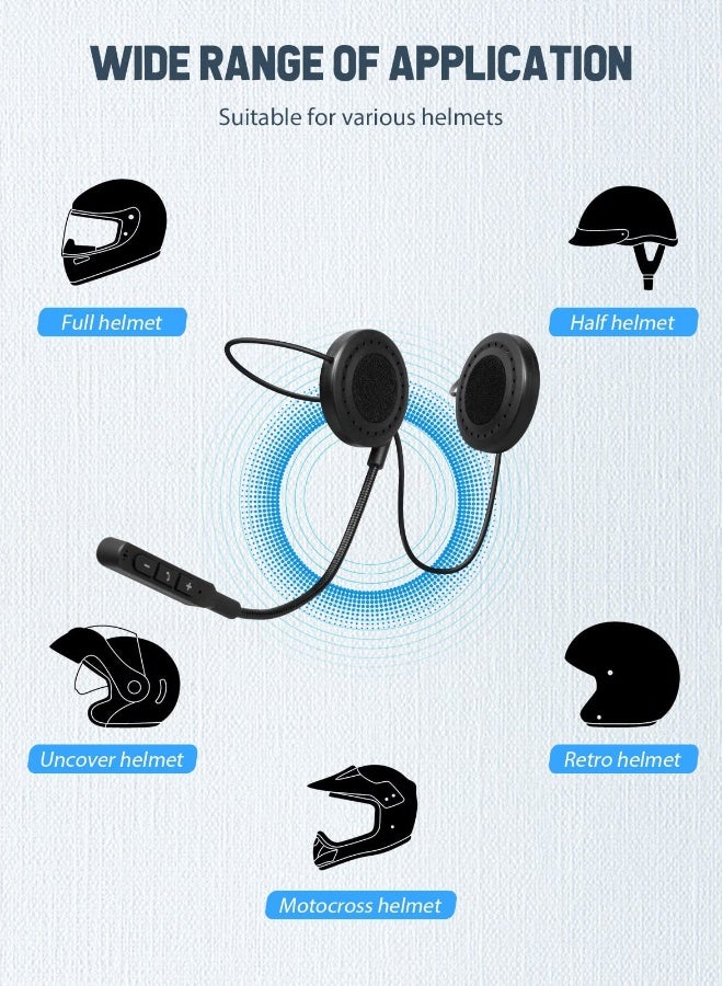 , Motorbike Helmet Bluetooth 5.0 Headset with Stereo Sound Quality Waterproof Motorcycle Helmet Speaker for Riding, Skiing Sport Outdoor - Image 5