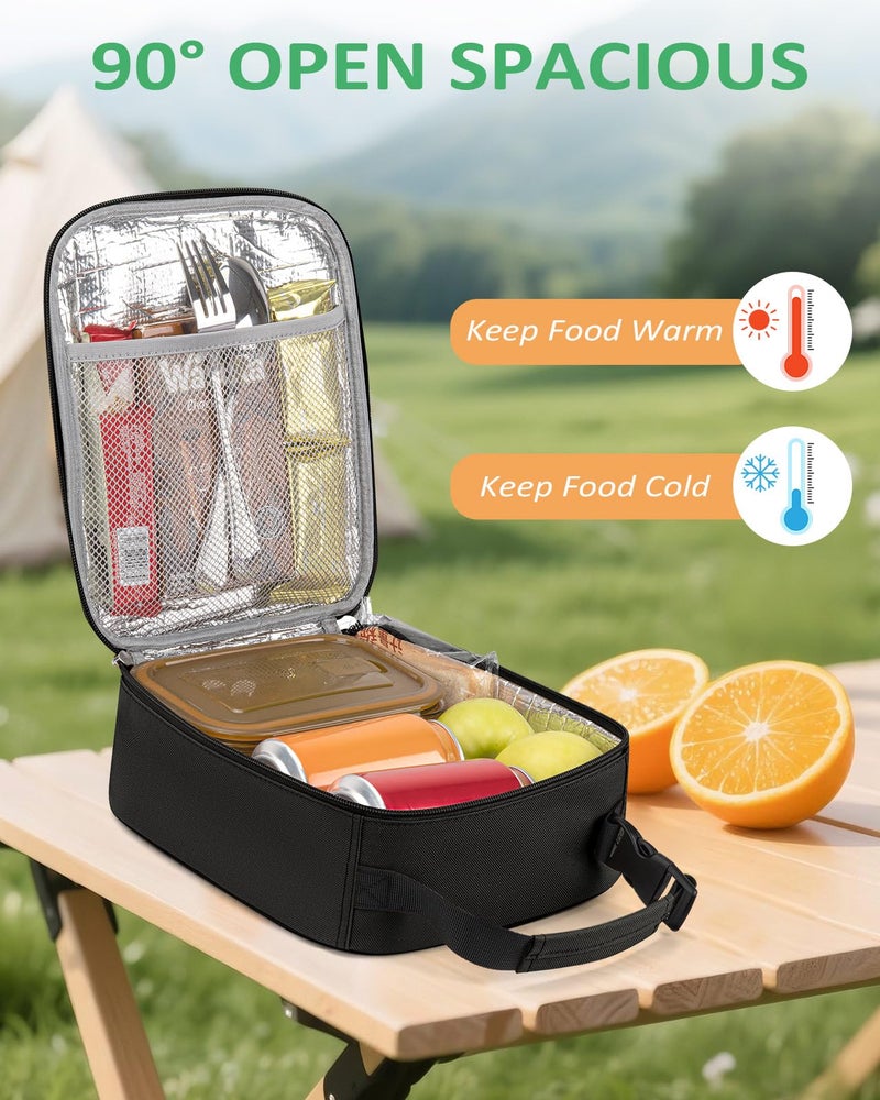 Tuwubi Lightweight Insulated Lunch Bag for Men Women & Kids - Portable Lunch Tote with Clip-On Handle for Work, School & Gym, 6 Can Capacity, Black - Image 4