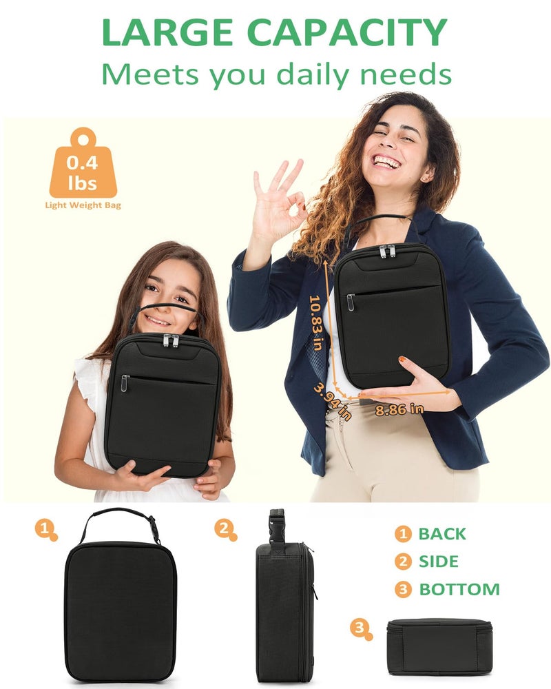 Tuwubi Lightweight Insulated Lunch Bag for Men Women & Kids - Portable Lunch Tote with Clip-On Handle for Work, School & Gym, 6 Can Capacity, Black - Image 2