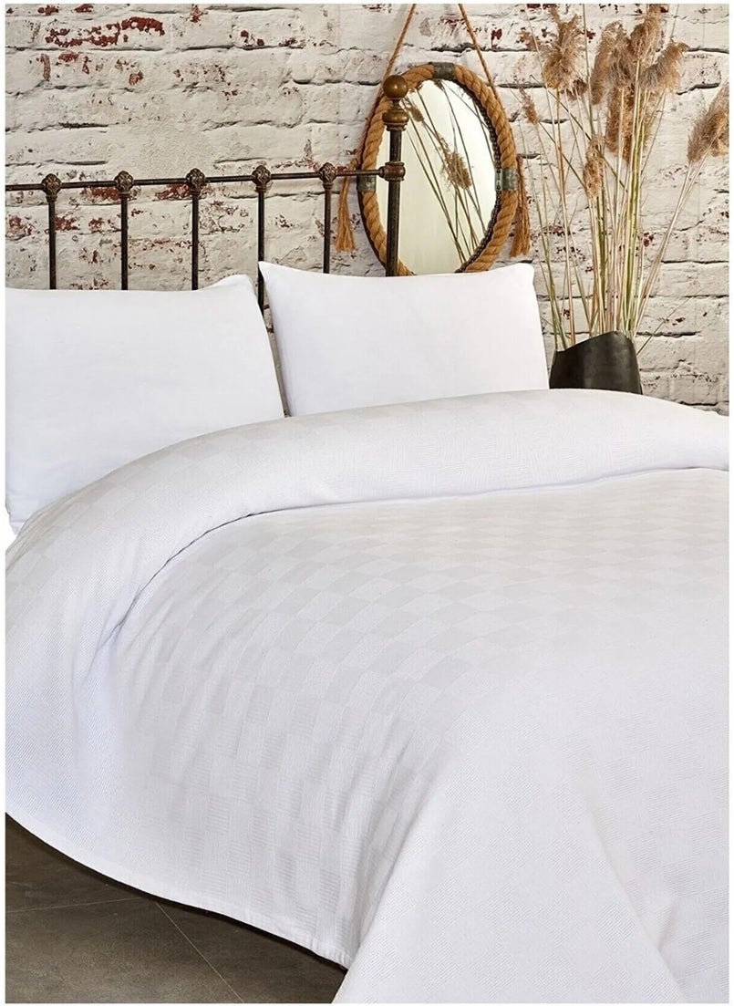 Funndy Single Checker Pattern Pique. Checkered Patterned Hotel Pike 160X230  - Image 1