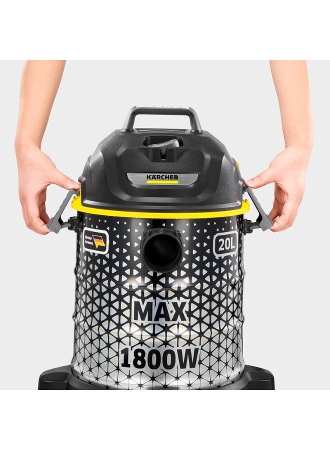 KARCHER Bagless Vacuum Cleaner DVAC 1800 – Powerful 1800W Cyclone Technology with HEPA Filter and Easy Dust Container 20 L 1800 W 1.723-971.0 Black - Image 4