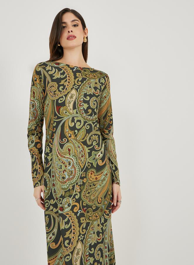 Styli All Over Print Long Sleeves A-line Maxi Dress - Image 4