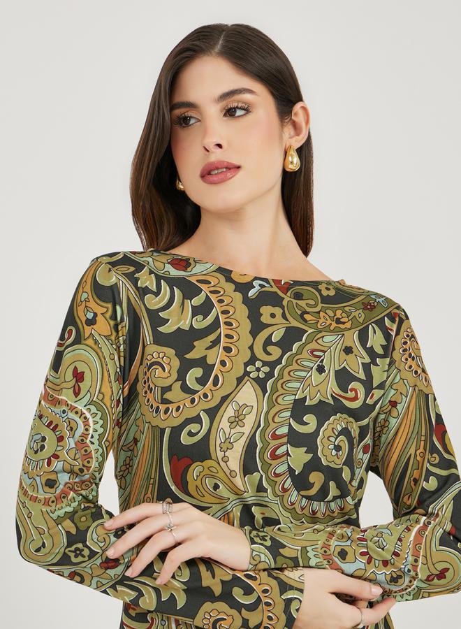 Styli All Over Print Long Sleeves A-line Maxi Dress - Image 5