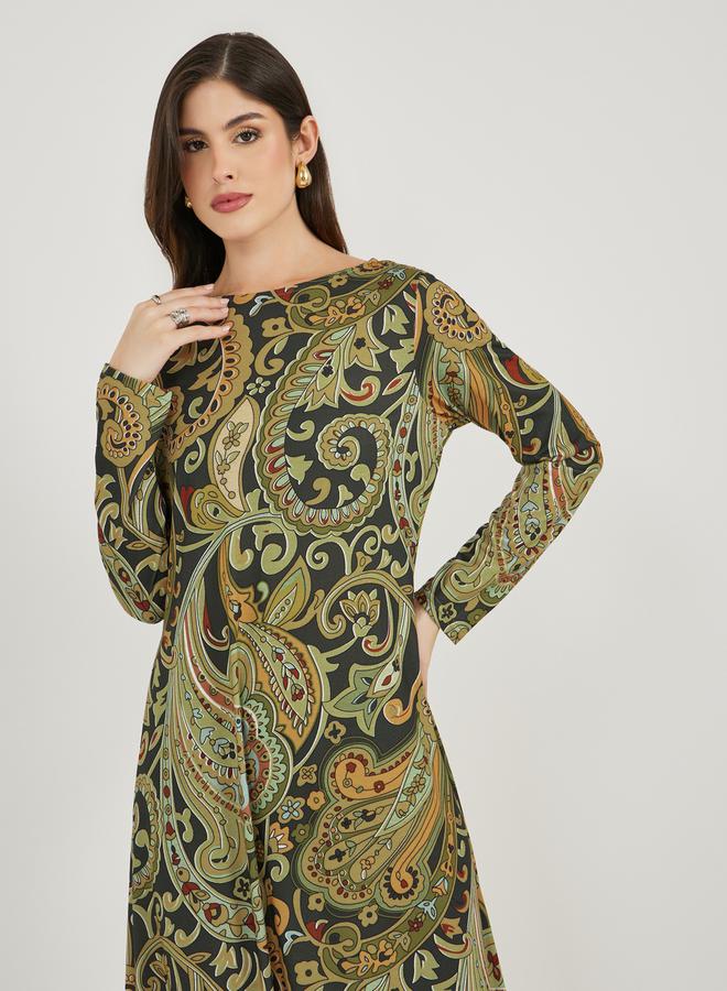 Styli All Over Print Long Sleeves A-line Maxi Dress - Image 2