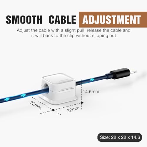 Lyrovo 8 Pack Magnetic Cable Clip Cord Holder, Under Desk Cable Management Adhesive Wire Holder Keeper Organizer for Home Office Desk Phone Car Wall Desktop Nightstand - Image 3