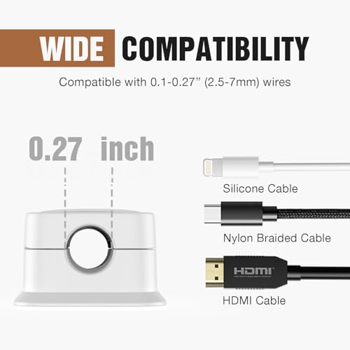 Lyrovo 8 Pack Magnetic Cable Clip Cord Holder, Under Desk Cable Management Adhesive Wire Holder Keeper Organizer for Home Office Desk Phone Car Wall Desktop Nightstand - Image 2