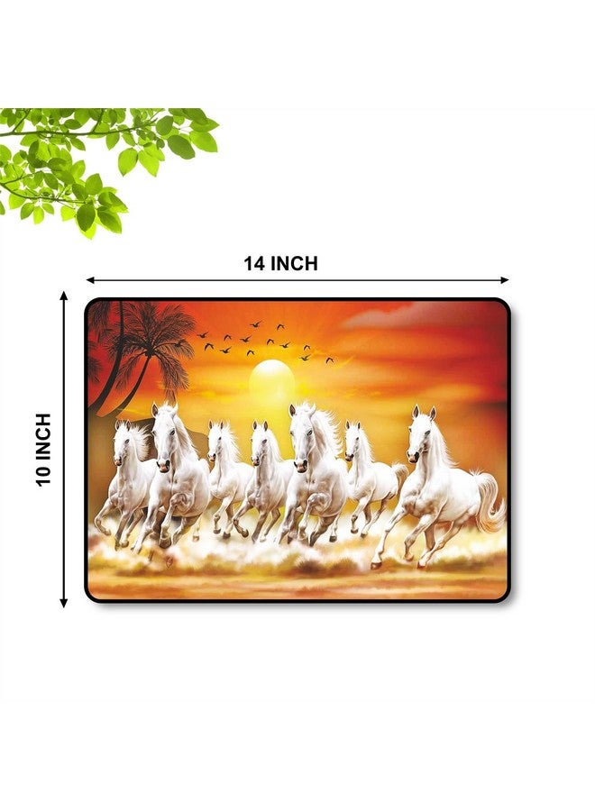 SAF Cotton 7 Running Horses At Sunrise Vastu Wall Painting With Frame - Sparkle Glossy Round Black Framed Large Painting For Office, Living Room, Bedroom, Home Wall Decoration (Multicolour, 14 X 10) - Image 4