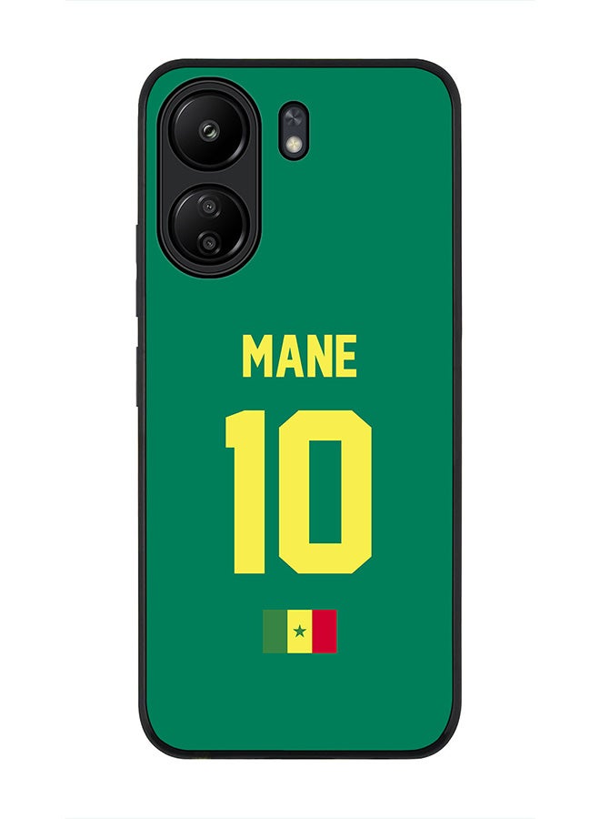 Stylizedd Rugged Black Edge Case for Xiaomi Redmi 13C 4G, Slim fit Flexible Case Cover - Football Team - Senegal, Player Name - Mane - Image 1
