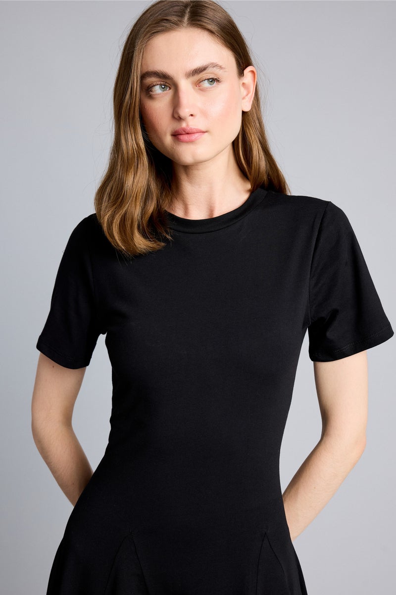 DeFacto Black Woman A Cut Crew Neck Midi Dress Casual - Image 4