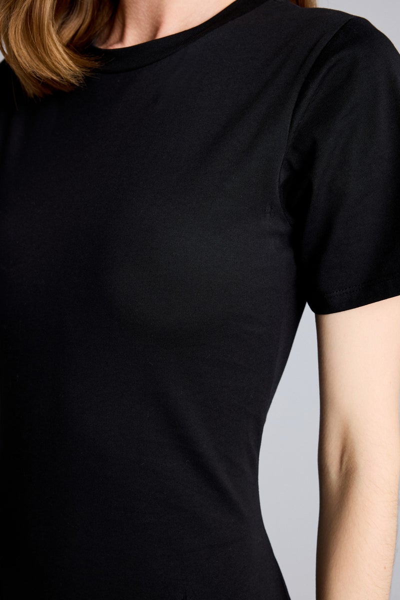 DeFacto Black Woman A Cut Crew Neck Midi Dress Casual - Image 5