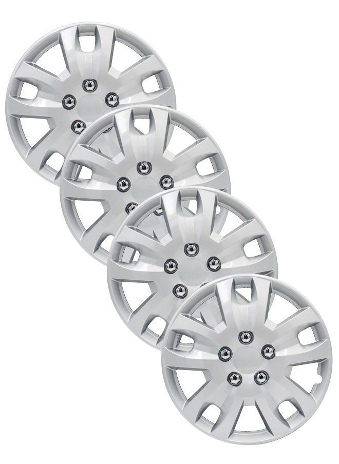 EMTC Pack of 4 EM-3119 Taiwan Wheel Cover | 17" Inch | Silver Universal Nested Style  - Image 1