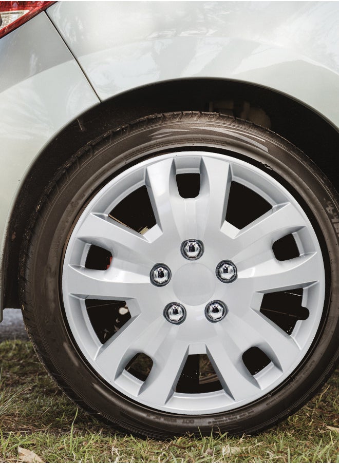 EMTC Pack of 4 EM-3119 Taiwan Wheel Cover | 17" Inch | Silver Universal Nested Style  - Image 3