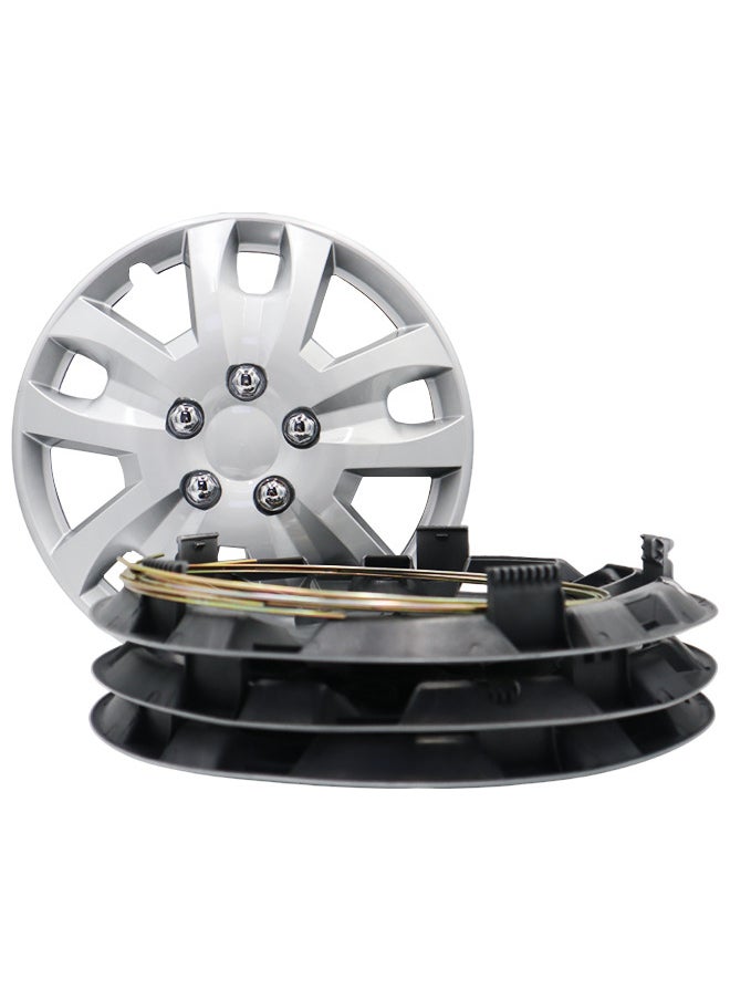 EMTC Pack of 4 EM-3119 Taiwan Wheel Cover | 17" Inch | Silver Universal Nested Style  - Image 4