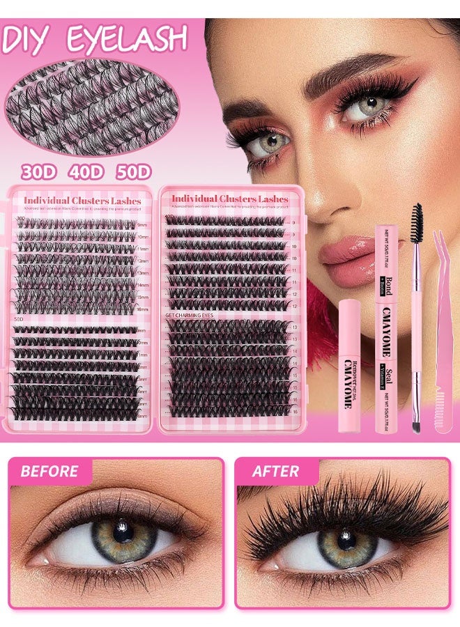CMAYOME 640-Pack Tufted False Eyelashes 9-16mm Mixed Individual Lashes Cluster, Natural Curl Personal Eyelash Set, Segmented False Eyelashes, Thick Eyelashes for Women - Image 1