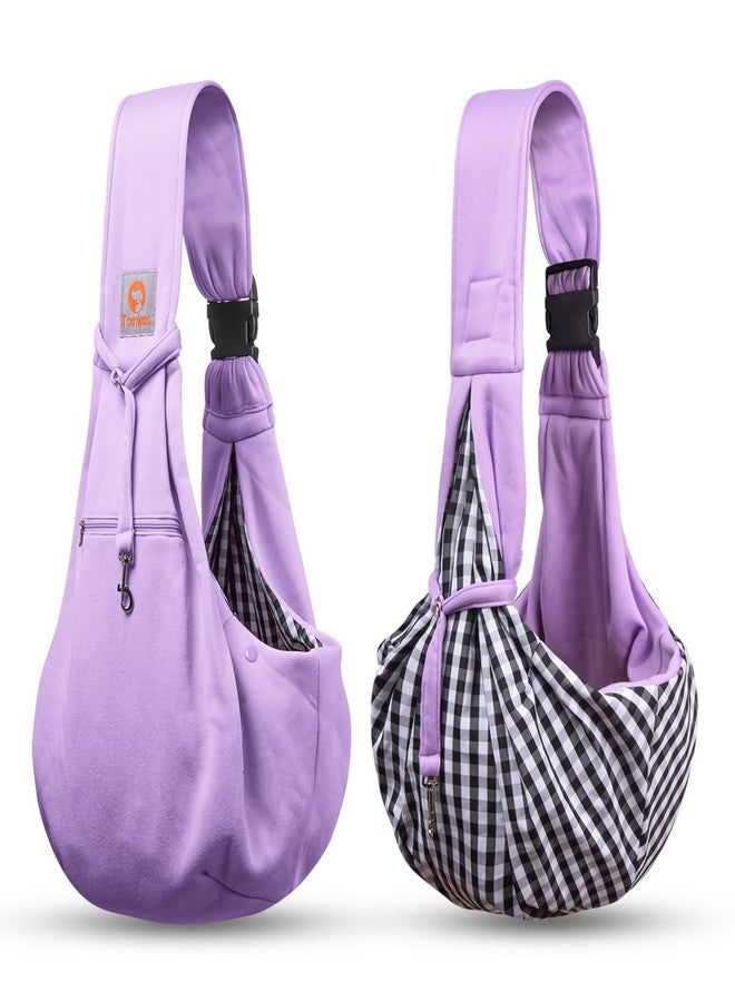 Tomkas Small Dog Sling Carrier - Zipper Pocket & Adjustable Strap - for 3-10 lbs Pets(Light Purple) - Image 5