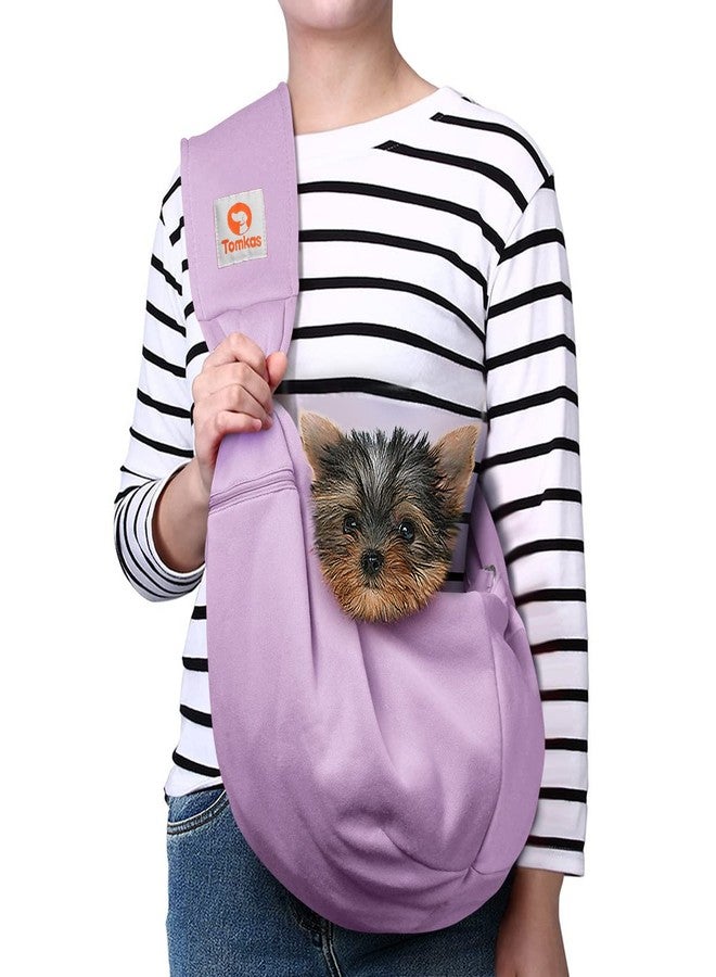 Tomkas Small Dog Sling Carrier - Zipper Pocket & Adjustable Strap - for 3-10 lbs Pets(Light Purple) - Image 1