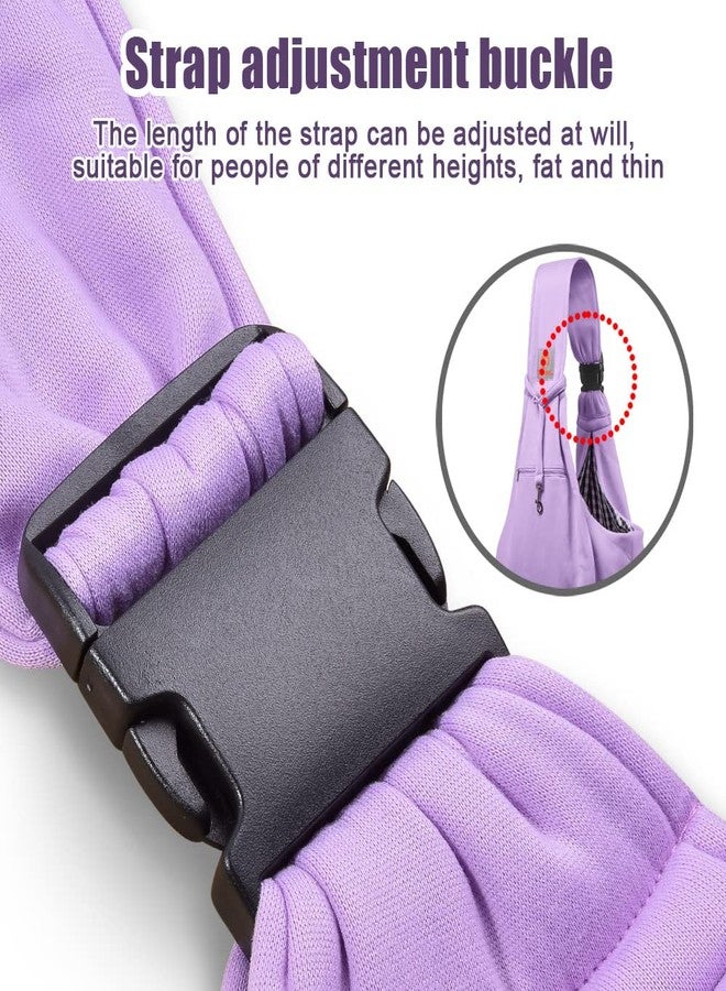 Tomkas Small Dog Sling Carrier - Zipper Pocket & Adjustable Strap - for 3-10 lbs Pets(Light Purple) - Image 3