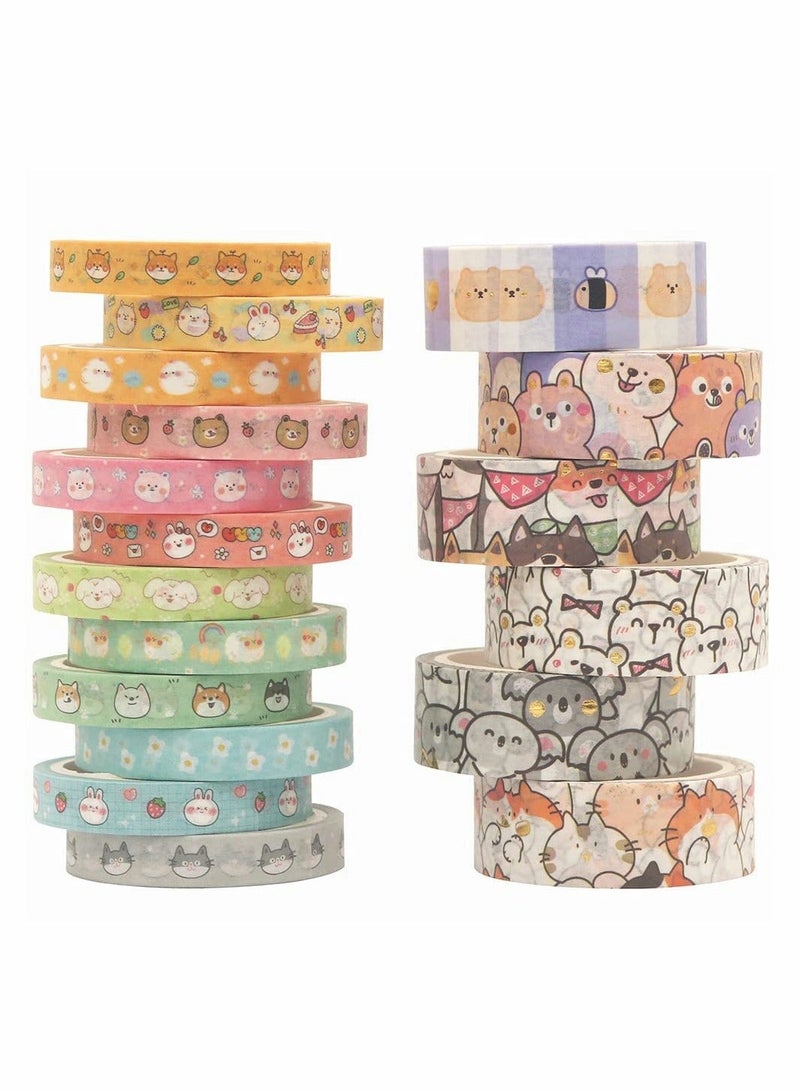 Generic Cute Pets Washi Tape Set 18 Rolls Gold Embellishment Decorative Masking Tapes for Arts, DIY Crafts, Bullet Journals, Planners, Scrapbook, Wrapping (Puppies)  - Image 4
