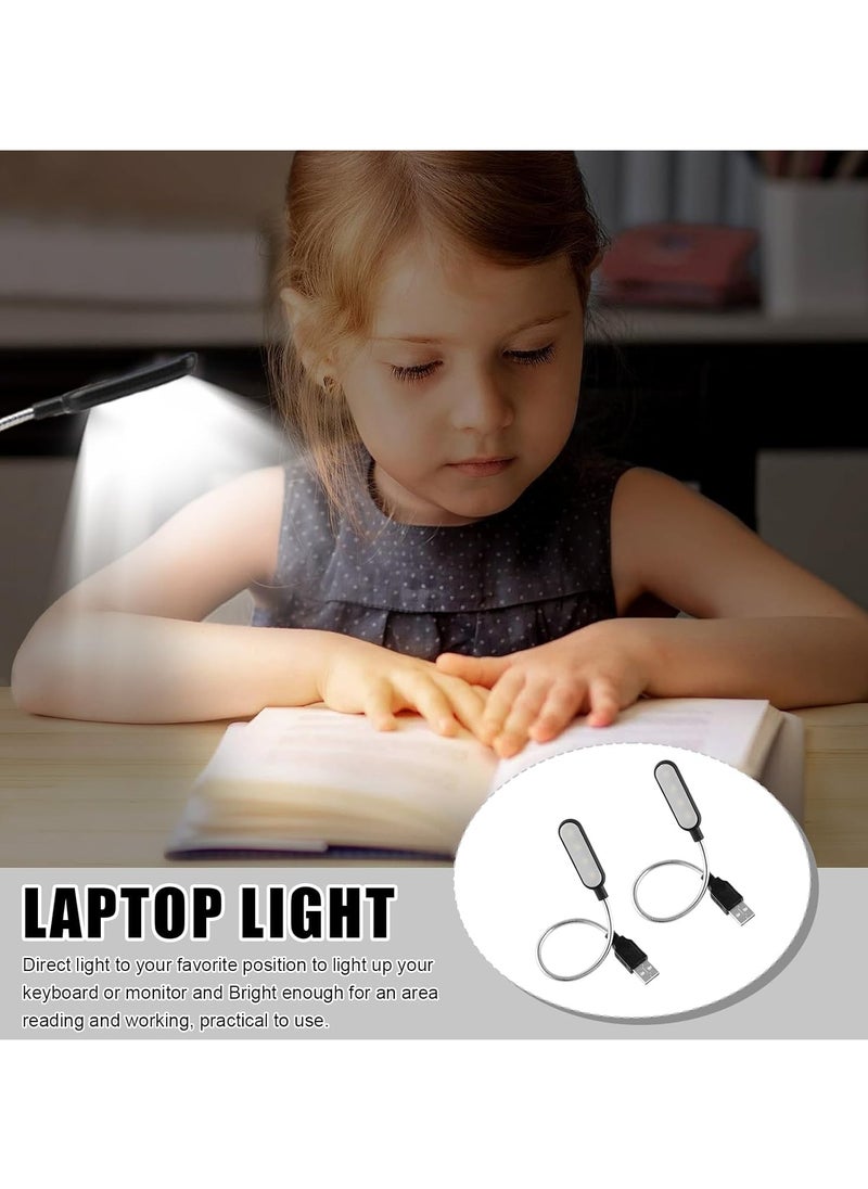 CMGTYYD - 2Pcs Laptop Light Multifunctional, USB Light with Flexible Gooseneck, LED USB Light Eye-Caring LED Technology, Plug-and-Play Design, USB Reading Light for Laptops, Keyboards, Desk, Book Reading（White Light+warm light) - Image 1