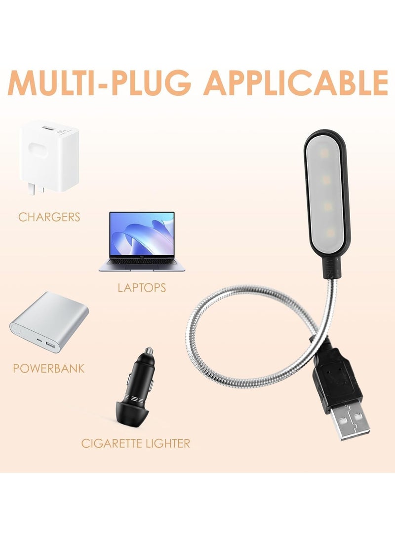 CMGTYYD - 2Pcs Laptop Light Multifunctional, USB Light with Flexible Gooseneck, LED USB Light Eye-Caring LED Technology, Plug-and-Play Design, USB Reading Light for Laptops, Keyboards, Desk, Book Reading（White Light+warm light) - Image 1