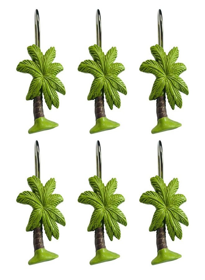 Twofishes Decorative Coconut Tree Resin Shower Curtain Hooks for Bathroom Pack of 12 - Image 1