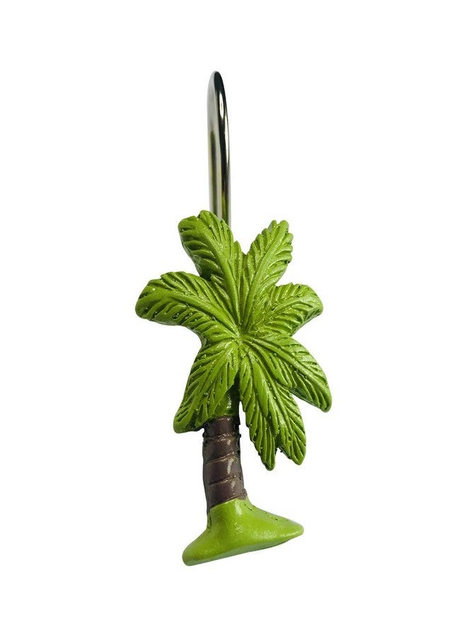 Twofishes Decorative Coconut Tree Resin Shower Curtain Hooks for Bathroom Pack of 12 - Image 3