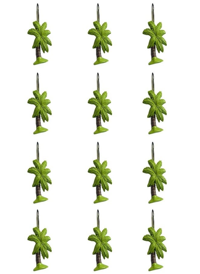 Twofishes Decorative Coconut Tree Resin Shower Curtain Hooks for Bathroom Pack of 12 - Image 4
