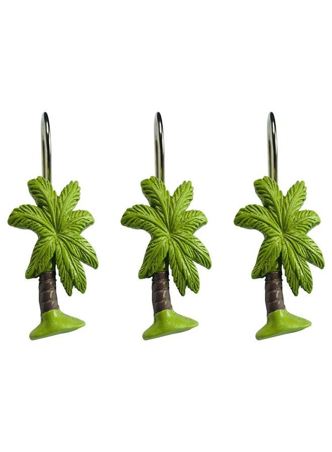 Twofishes Decorative Coconut Tree Resin Shower Curtain Hooks for Bathroom Pack of 12 - Image 2