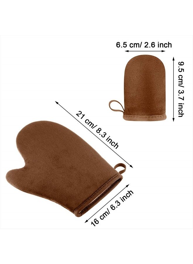 TOODOO 4 Pieces Double Sided Soft Microfiber Self Tanning Mitt Applicator Mini Finger Face Gloves for Self Tanner (Black and Brown)  - Image 3