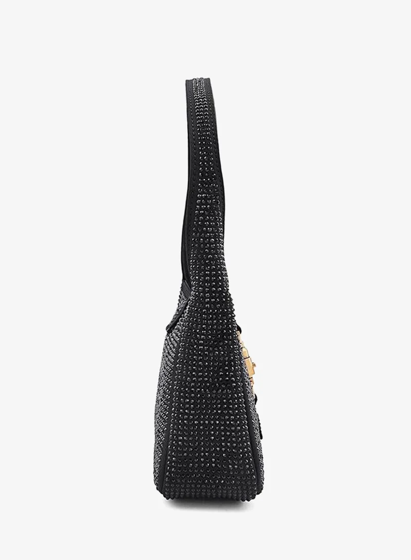 Cuple Black Cuple Textured Zip Shoulder Bag for Women | Best Price UAE