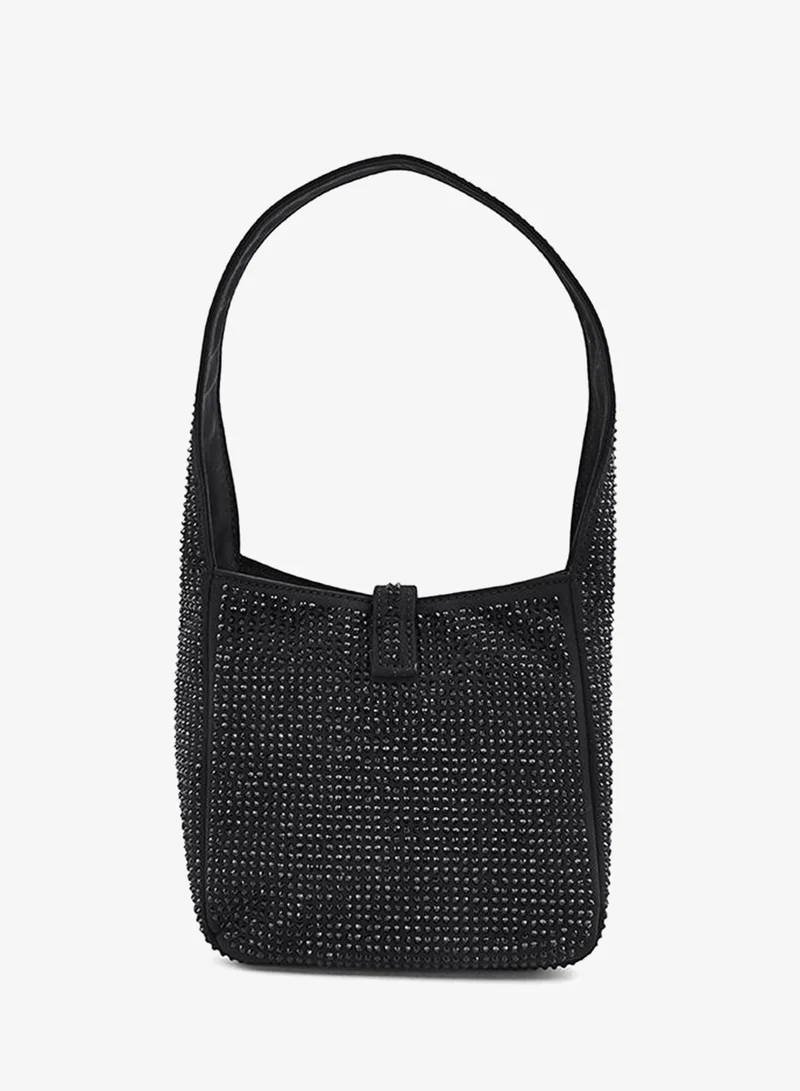 Cuple Black Cuple Textured Zip Shoulder Bag for Women | Best Price UAE