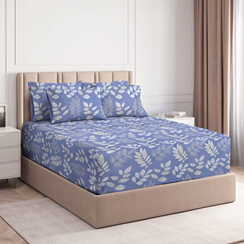 VAS COLLECTIONS Premium Cotton Elastic Fitted Bedsheets with 2 Pillow Covers | Double Bed with All Around Elastic 160 TC Supersoft | Size - 72x78+10 inches Beiges - Image 1