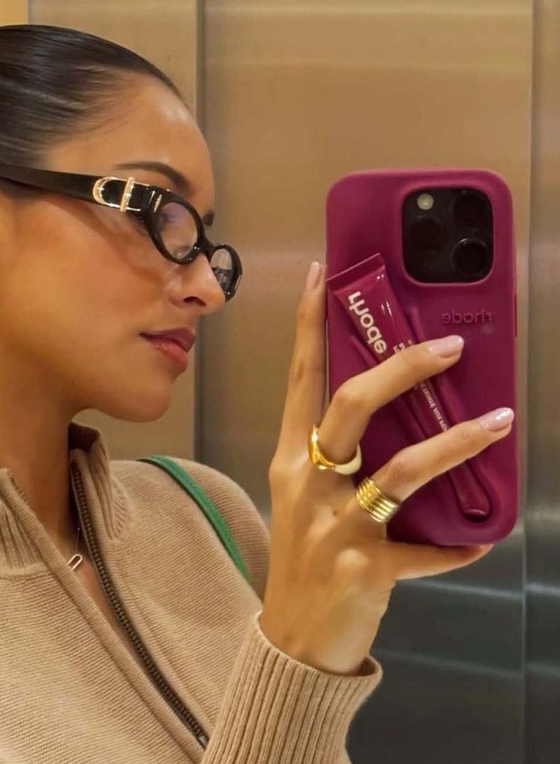 Rhode iPhone 16 Case with Lip Gloss ,Mobile phone case Lipstick Set (Raspberry Jelly), Shockproof, scratch-resistant, portable, Rhode Applicable to iPhone 16 - Image 2