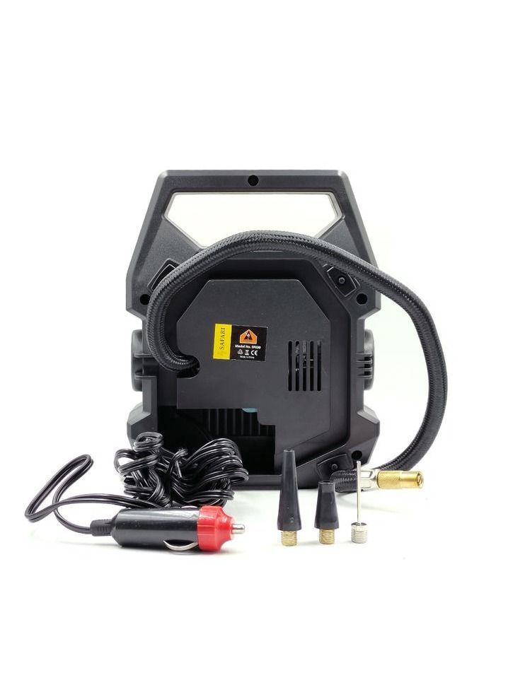 Safari Tire Inflator Car Tire Pump Portable Air Compressor with Digital Pressure Gauge 120 PSI 12V DC with 3 Nozzle Adaptors for tyre - Safari - Image 5