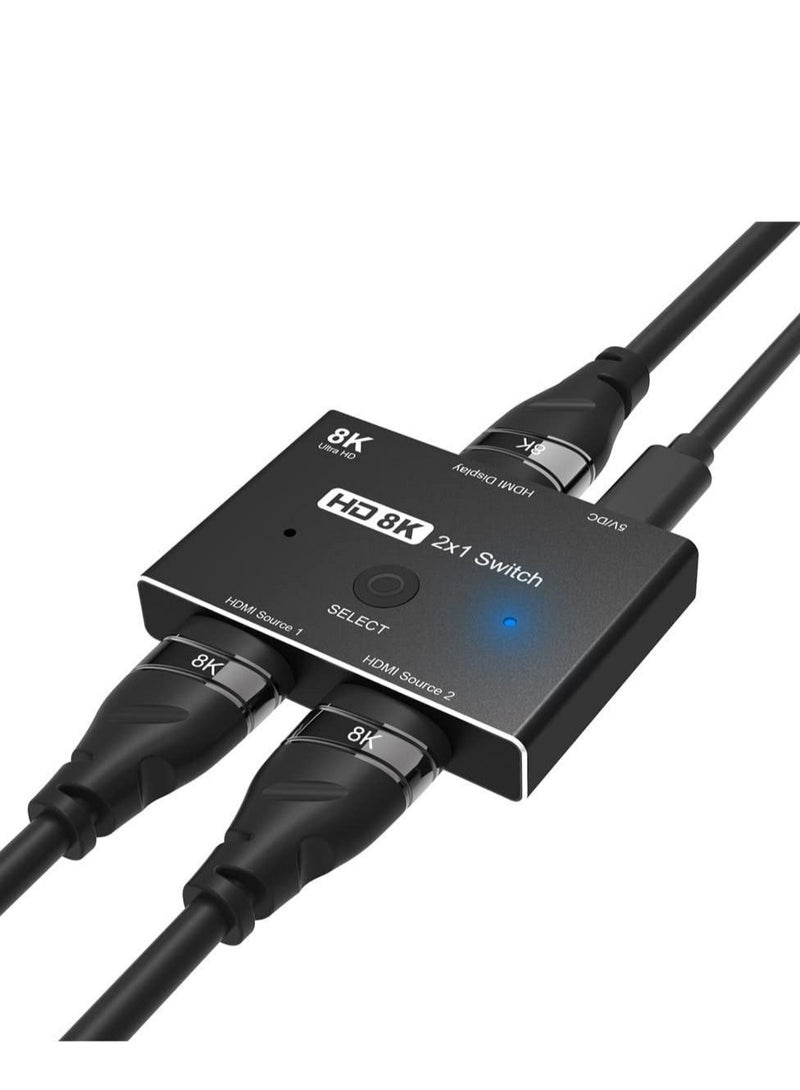 Captaintech HDMI Ultra HD 8K 2.1 High Speed 48Gbps Directional Switch only 2 in 1 out@60Hz 4K@120Hz Converter Compatible with Computer Laptop Projectors Monitors - Image 1