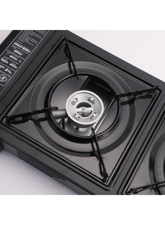 تراديو موقد غاز محمول من الحديد الزهر بثنائي الشعلات للاستخدام المنزلي والتخييم والطهي في الهواء الطلق - Image 2