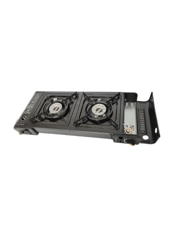 تراديو موقد غاز محمول من الحديد الزهر بثنائي الشعلات للاستخدام المنزلي والتخييم والطهي في الهواء الطلق - Image 3