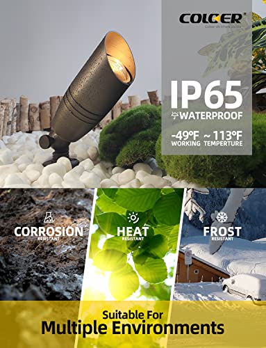 COLOER Die-cast Brass Landscape Spotlights Outdoor with 5W Aluminum Housing LED MR16 Bulb 2700K 450LM,12V AC/DC Low Voltage Lighting, Outdoor Directional Up Light, Spot Lights for Yard(102B,1 Pack) - Image 5